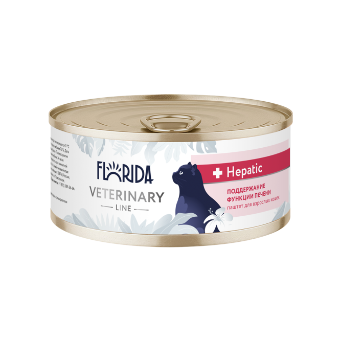 Florida Veterinary Hepatic влажный диетический корм для взрослых кошек для поддержания функции печени, в консервах - 100 г х 12 шт