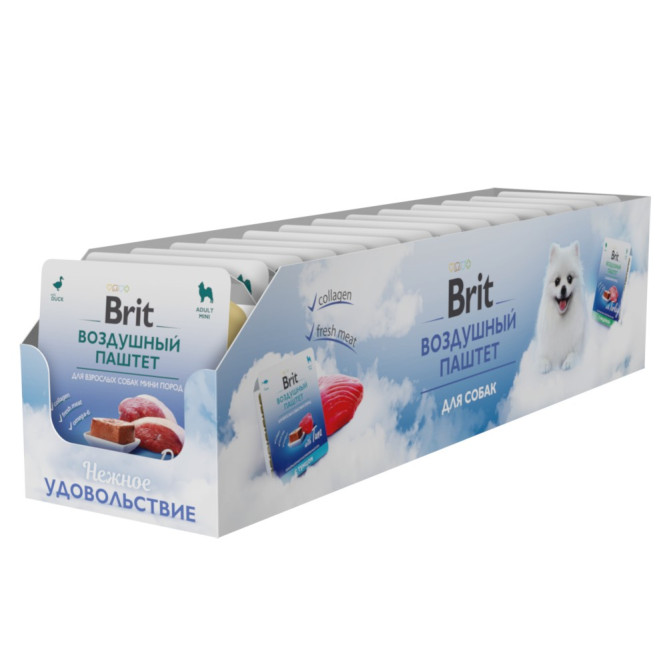 Брит воздушный паштет для взрослых собак мелких пород, с  уткой - 100 г х 14 шт