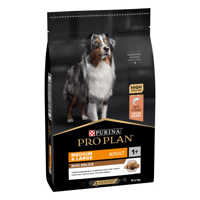 Purina Pro Plan Duo Delice сухой корм для взрослых собак средних и крупных пород, с высоким содержанием лосося - 10 кг