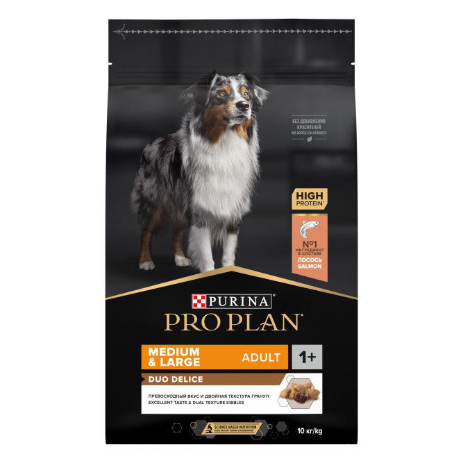 Purina Pro Plan Duo Delice сухой корм для взрослых собак средних и крупных пород, с высоким содержанием лосося - 10 кг