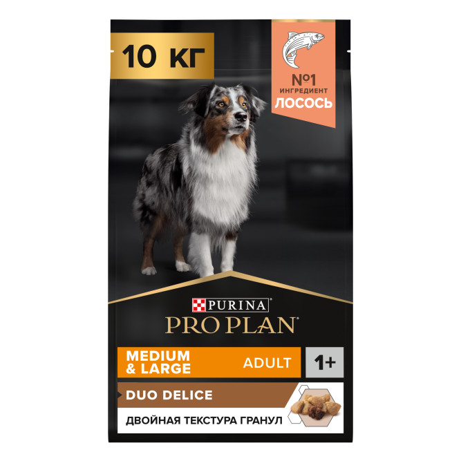 Purina Pro Plan Duo Delice сухой корм для взрослых собак средних и крупных пород, с высоким содержанием лосося - 10 кг