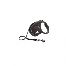 Flexi Black Design tape S поводок-рулетка для собак, черная 5 м, до 15 кг