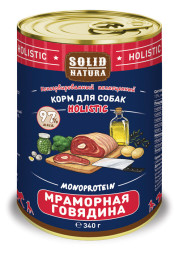 Solid Natura Holistic влажный корм для взрослых собак с мраморной говядиной, в консервах - 340 г х 6 шт