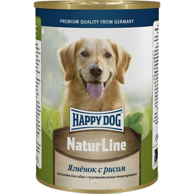 Happy Dog Natur Line влажный корм для взрослых собак и щенков всех пород с ягненком и рисом - 410 г х 12 шт
