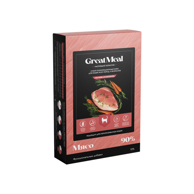 Great Meal Холистик сухой корм для кошек всех возрастов с индейкой и морковью - 1 кг