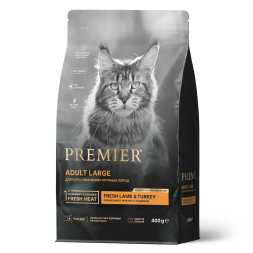 Premier Cat Adult Large Lamb&Turkey сухой корм для взрослых кошек крупных пород со свежим мясом ягненка и индейкой - 400 г