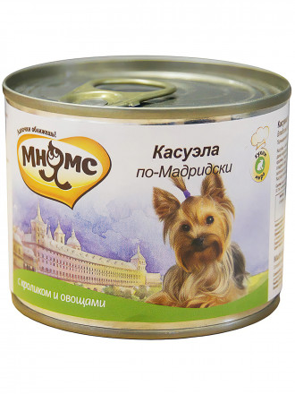 Мнямс влажный корм Касуэла по-Мадридски для взрослых собак с кроликом и овощами в консервах - 200 г (6 шт в уп)