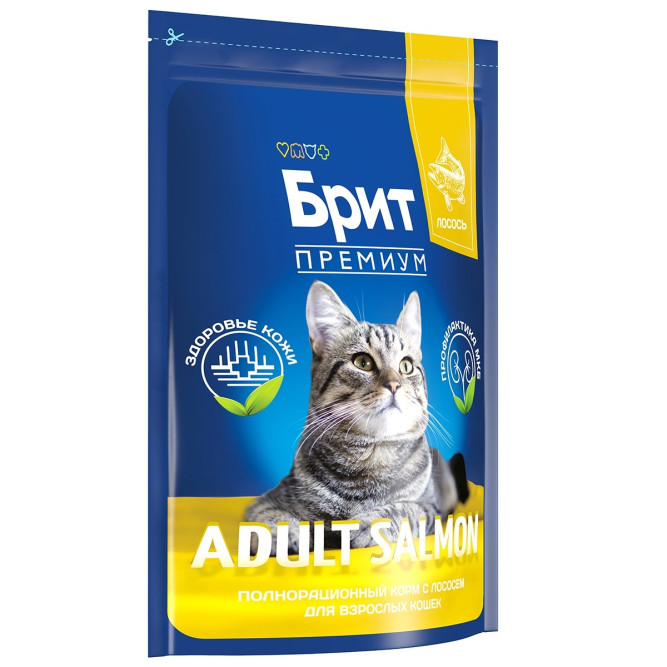 Брит Премиум Cat Adult сухой корм для взрослых кошек с лососем - 2 кг