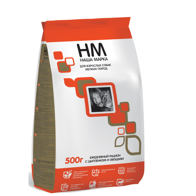 Наша Марка сухой корм для взрослых собак мелких пород с цыпленком и овощами - 500 г