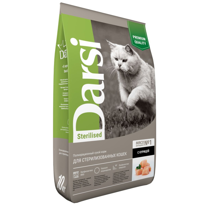 Darsi Sterilised сухой корм для стерилизованных кошек с курицей - 10 кг