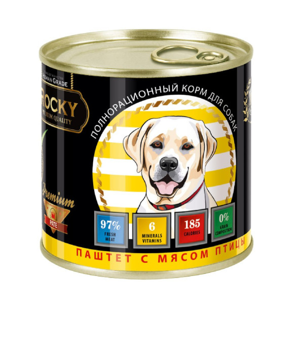 Rocky влажный корм для щенков паштет с мясом птицы, в консервах - 250 г х 24 шт
