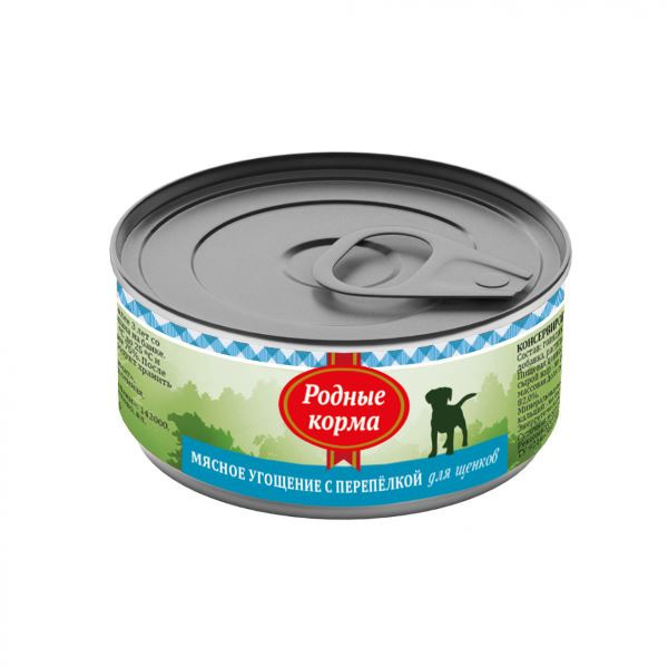 Родные корма Мясное угощение с Перепелкой консервы для щенков - 100 г х 24 шт