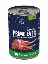 Prime Ever влажный корм для собак ягнёнок с клюквой, в консервах - 400 г х 12 шт