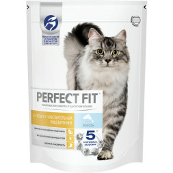 Perfect Fit сухой корм для кошек с чувствительным пищеварением, с лососем - 650 г