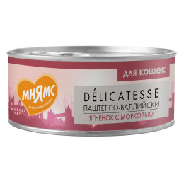 Мнямс Delicatesse &quot;Паштет по-валлийски&quot; влажный корм для кошек с ягненком и морковью, в консервах  - 100 г х 16 шт