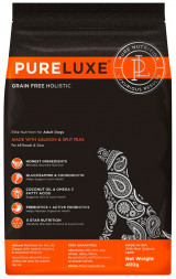 PureLuxe сухой корм для взрослых собак с лососем и горошком - 400 г