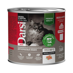 Darsi Adult влажный корм для взрослых кошек с лососем и форелью, кусочки в соусе, в консервах - 250 г х 6 шт