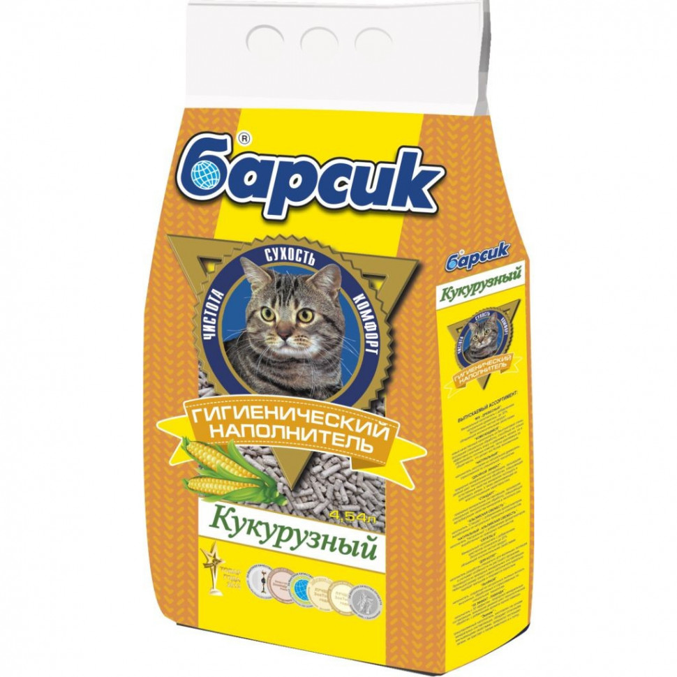 Барсик кукурузный впитывающий наполнитель для кошек - 4,54 л - купить в  Москве | КотМатрос