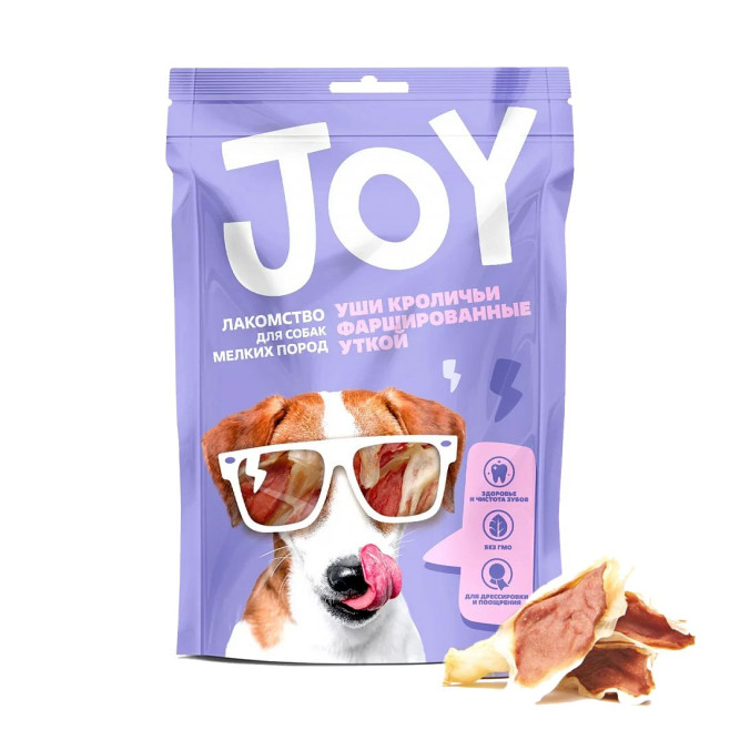 Лакомство JOY Уши кроличьи, фаршированные уткой для собак мелких пород - 60 г
