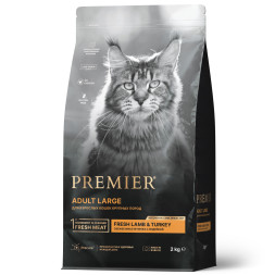 Premier Cat Adult Large Lamb&Turkey сухой корм для взрослых кошек крупных пород со свежим мясом ягненка и индейкой - 2 кг