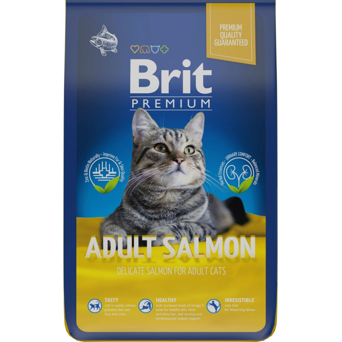 Brit Premium Cat Adult сухой корм для взрослых кошек с лососем - 8 кг