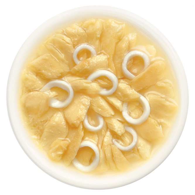 Деревенские лакомства Домашние обеды влажный корм для взрослых кошек с лососем и кальмаром в нежном желе, в паучах - 70 г х 12 шт