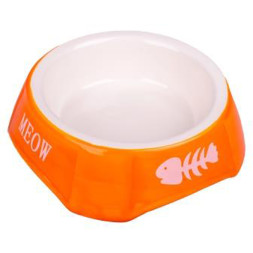 Mr.Kranch миска керамическая для кошек, 140 мл, оранжевая с рыбками