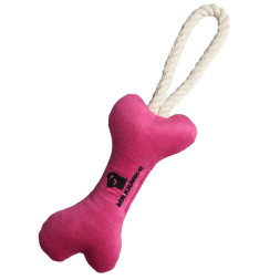 Mr.Kranch игрушка для собак мелких и средних пород Косточка с канатом 31х9х4см, нежно-розовая