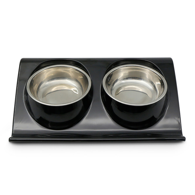 SuperDesign миска двойная на меламиновой подставке, 2х160 мл, черная