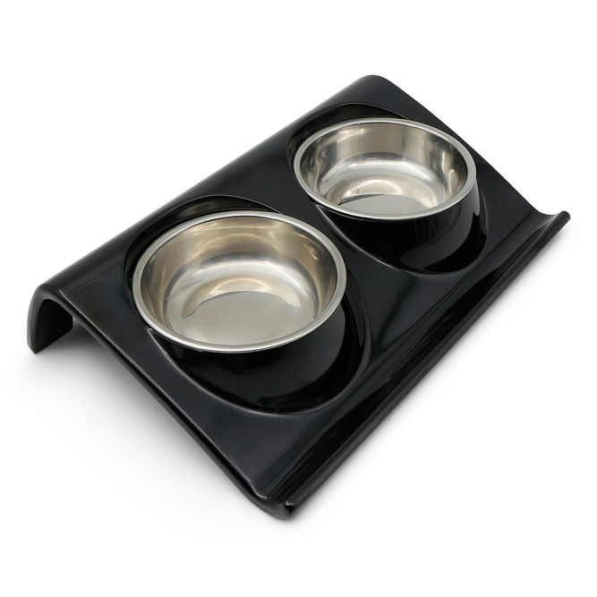 SuperDesign миска двойная на меламиновой подставке, 2х160 мл, черная