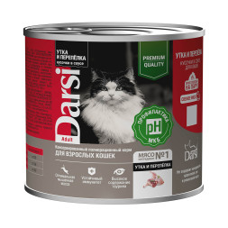 Darsi Adult влажный корм для взрослых кошек с уткой и перепелкой, кусочки в соусе, в консервах - 250 г х 6 шт