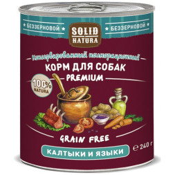 Solid Natura Premium влажный корм для взрослых собак с калтыком и языком, в консервах - 240 г х 6 шт