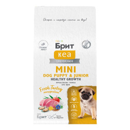 Брит Кеа Mini Dog Puppy&amp;Junior Healthy Growth Monoprotein сухой корм для щенков и молодых (1-10 месяцев) собак мини пород с индейкой - 400 г