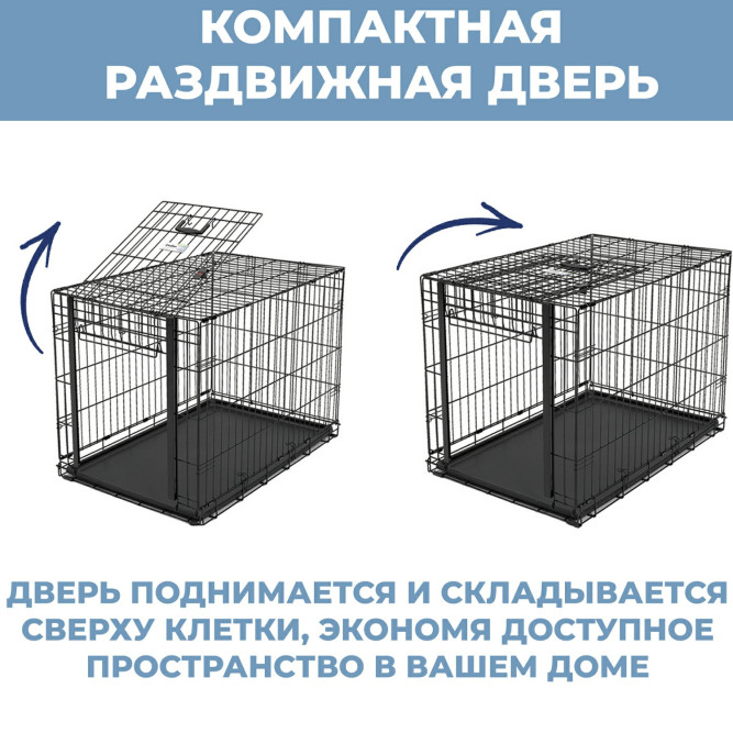 MidWest клетка Ovation 79х49х54,6h см с торцевой вертикально-откидной дверью черная