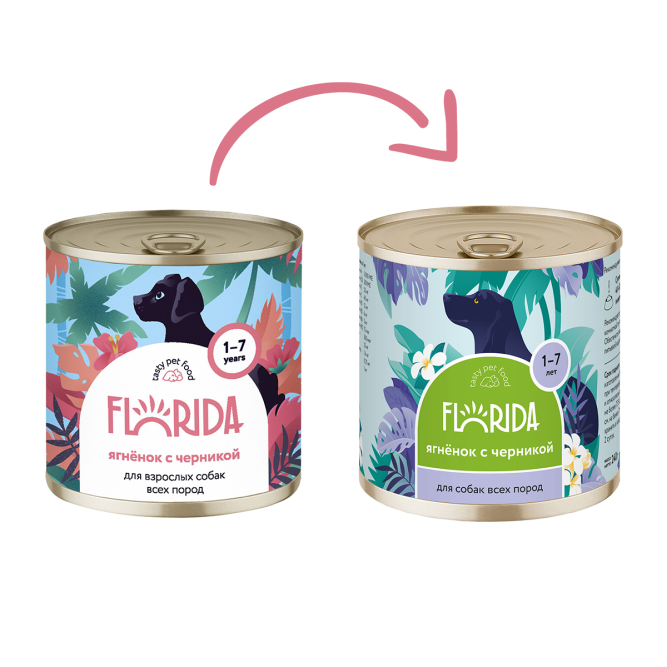 Florida консервы для собак с ягненком и черникой - 240 г х 12 шт