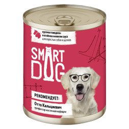 Smart Dog консервы для взрослых собак и щенков с говядиной и ягненком кусочки в соусе - 240 г х 12 шт