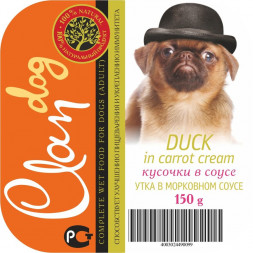 Clan Cl24 влажный корм для собак Деликатес Кусочки Утка в морковном соусе в консервах - 150 г