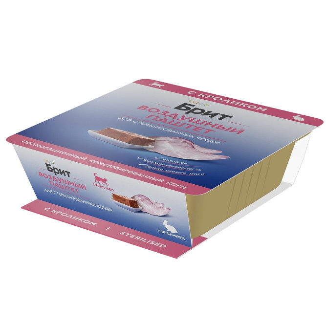 Брит воздушный паштет для стерилизованных кошек и кастрированных котов с кроликом - 100 г х 14 шт