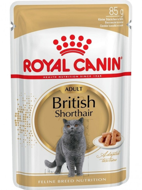 Royal Canin British Shorthair Adult влажный корм для взрослых британских короткошерстных кошек в соусе, в паучах - 85 г х 28 шт