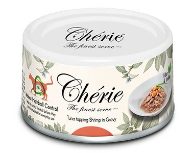 Pettric Cherie Hairball Control влажный корм для кошек с тунцом и креветкой в подливе - 80 г х 24 шт