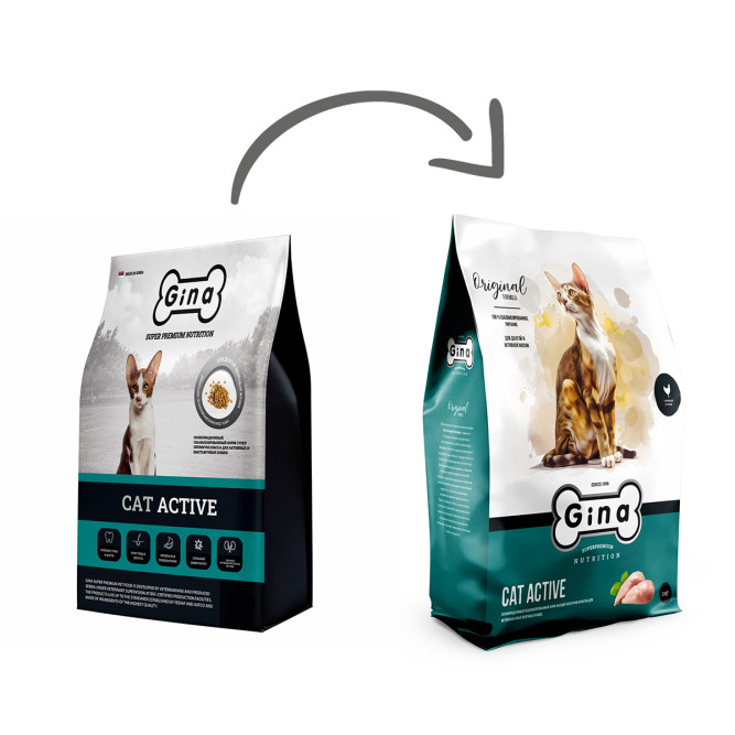 Gina Cat Active сухой корм для взрослых активных и выставочных кошек с цыпленком - 3 кг