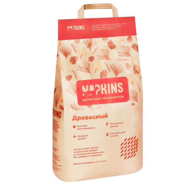 NAPKINS древесный наполнитель для кошачьего туалета - 5,62 л (3 кг)