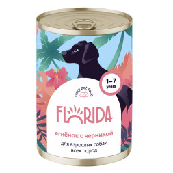 Florida консервы для собак с ягненком и черникой - 400 г х 9 шт