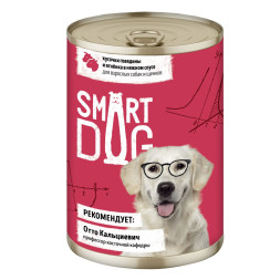 Smart Dog консервы для взрослых собак и щенков с говядиной и ягненком кусочки в соусе - 400 г х 9 шт
