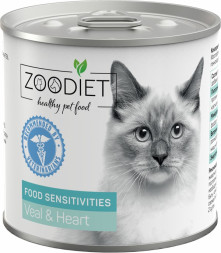 Zoodiet Food Sensitivities Veal&amp;Heart влажный корм для взрослых кошек с чувствительным пищеварением, с телятиной и сердцем, в консервах - 240 г х 12 шт