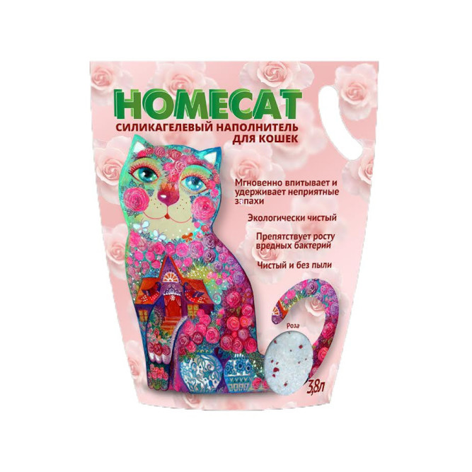 Homecat Роза cиликагелевый впитывающий наполнитель с ароматом розы - 3,8 л