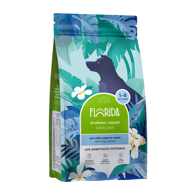 Florida Medium Adult Lamb сухой корм для взрослых собак средних пород с ягненком и грушей - 400 г