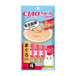 Inaba Ciao Churu лакомство-пюре для взрослых кошек для вывода шерсти из ЖКТ с тунцом Магуро - 14 г х 4 шт