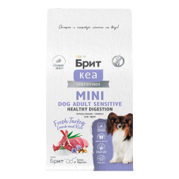 Брит Кеа Mini Dog Adult Sensitive Healthy Digestion сухой корм для взрослых собак мини пород при чувствительном пищеварении с индейкой, ягненком и рисом - 400 г