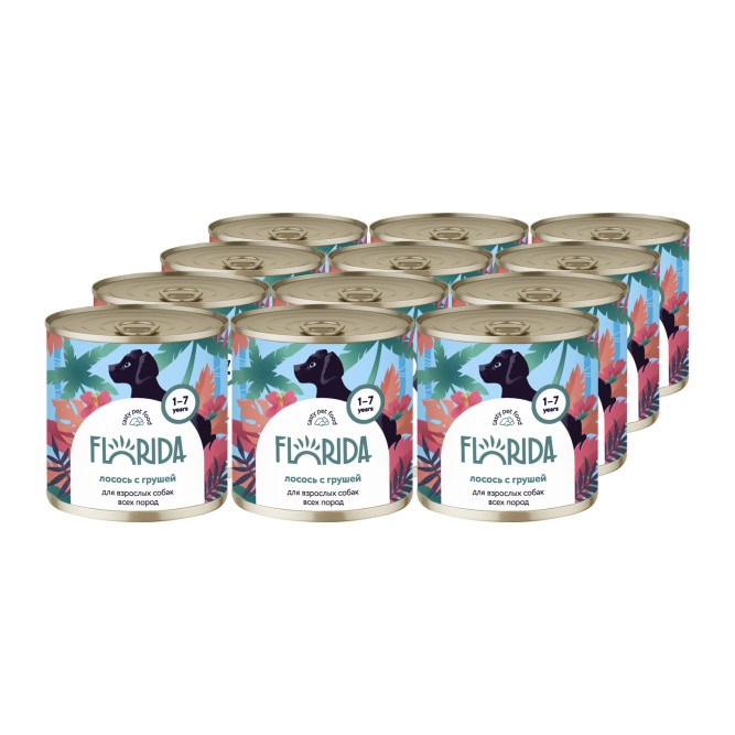 Florida консервы для собак с лососем и грушей - 240 г х 12 шт